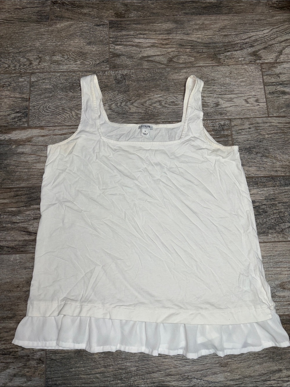J. Crew White Ruffle Hem Tank Top